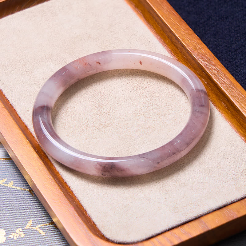 Purple Jade and Strawberry Quartz Bracelet Bangle Bundle for Happiness