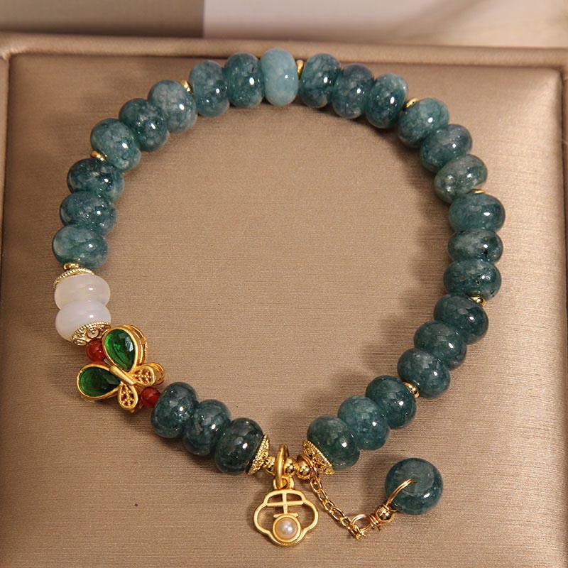 8mm Jade White Agate Butterfly Abacus Beads Abundance Bracelet