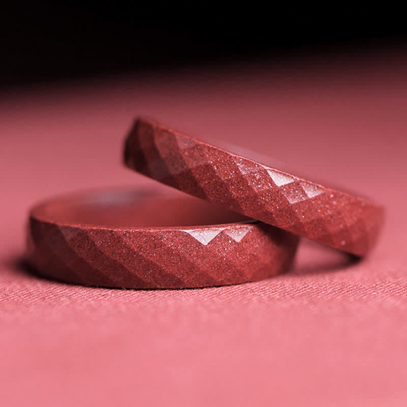 Unisex Cinnabar Om Mani Padme Hum Blessing Ring 17-22mm