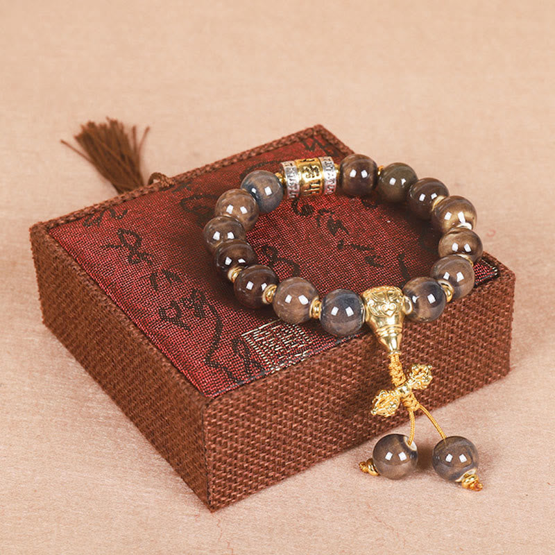 Turquoise Om Mani Padme Hum Prayer Wheel Wisdom Bracelet