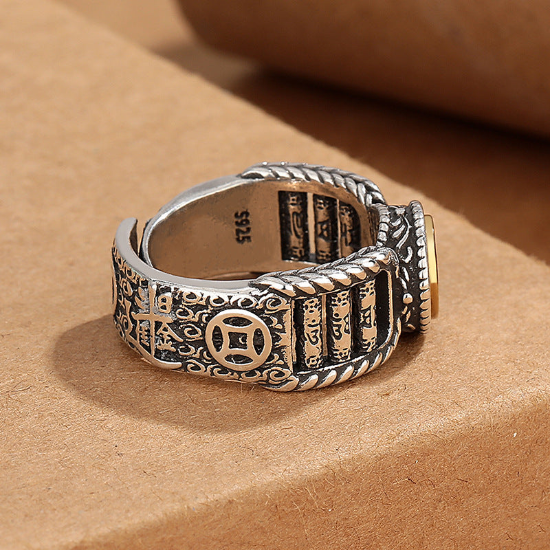 Om Mani Padme Hum Copper Spinner Ring for Spiritual Purity