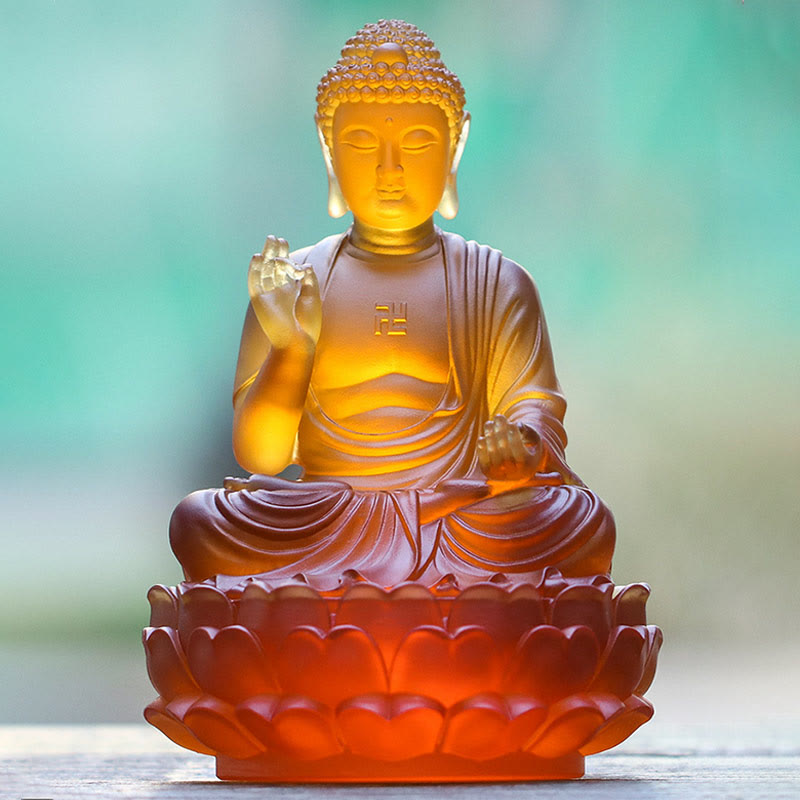 Liuli Crystal Buddha Statue 8" Compassion Feng Shui Art