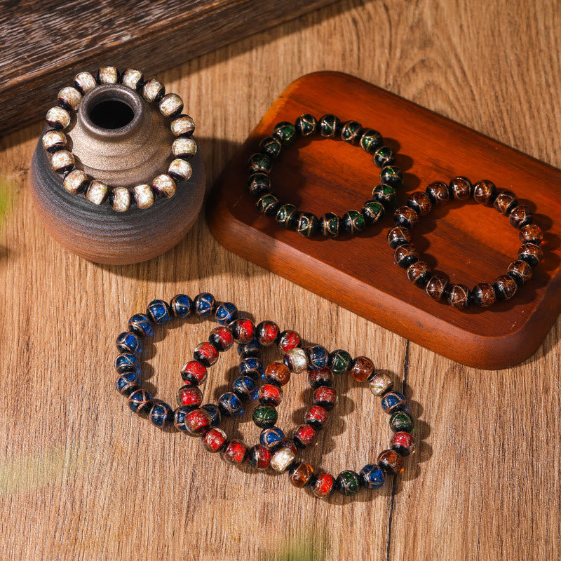 Multicolored Liuli Glass Bead Spiritual Bracelet 8mm