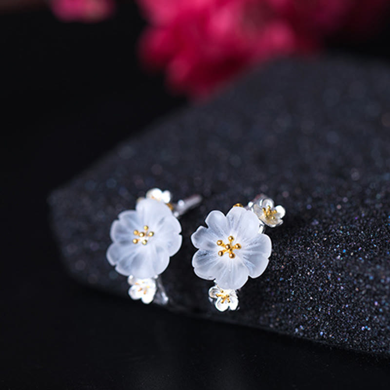 925 Sterling Silver Plum Blossom Spiritual Earrings for Protection