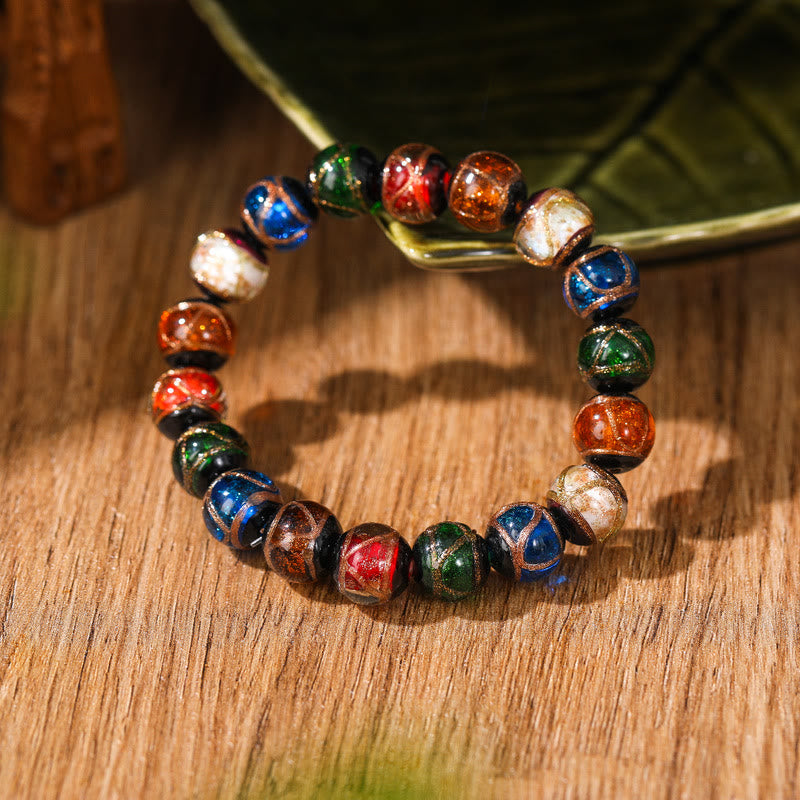 Multicolored Liuli Glass Bead Spiritual Bracelet 8mm