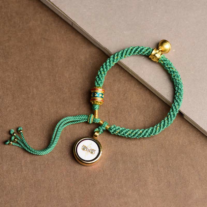 Tibetan Five Gods of Wealth Spiritual Bracelet with Prayer Wheel