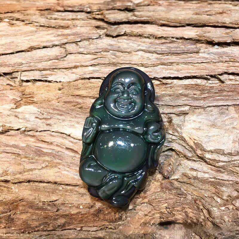 Rainbow Obsidian Laughing Buddha Inner Peace Pendant