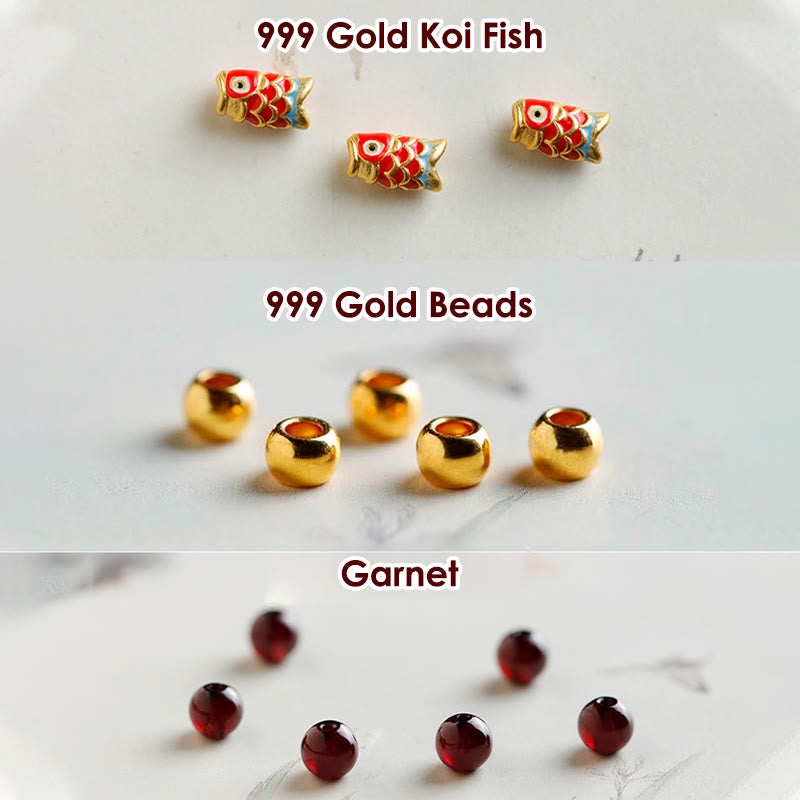 5 mm Granatarmband mit 999 Gold-Koi-Fisch zum Schutz