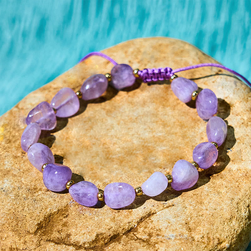 6–10 mm Amethyst-Balance-Armband mit unregelmäßig geformter Schnur