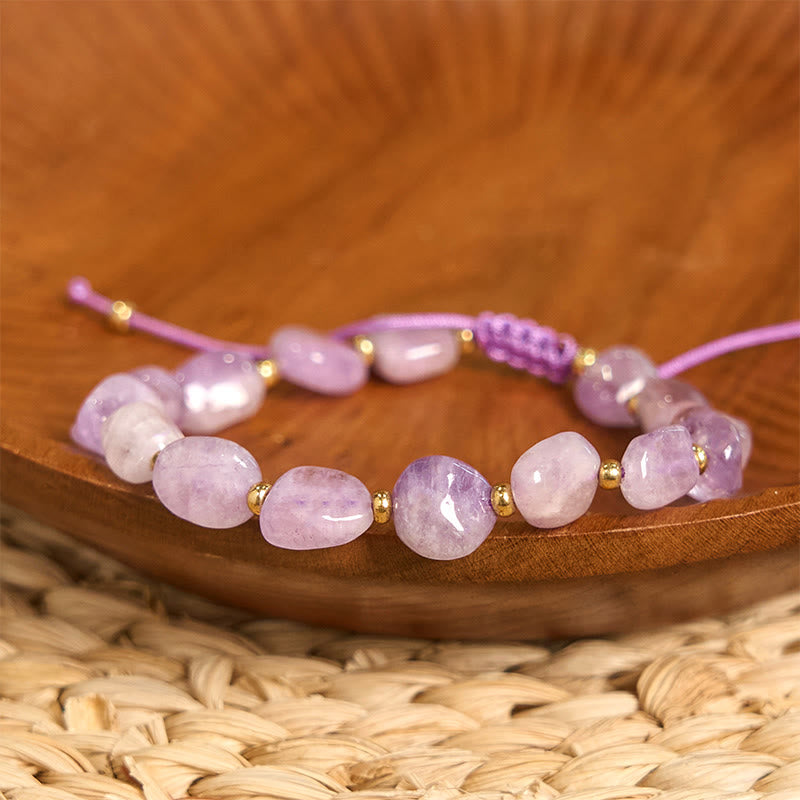 6–10 mm Amethyst-Balance-Armband mit unregelmäßig geformter Schnur