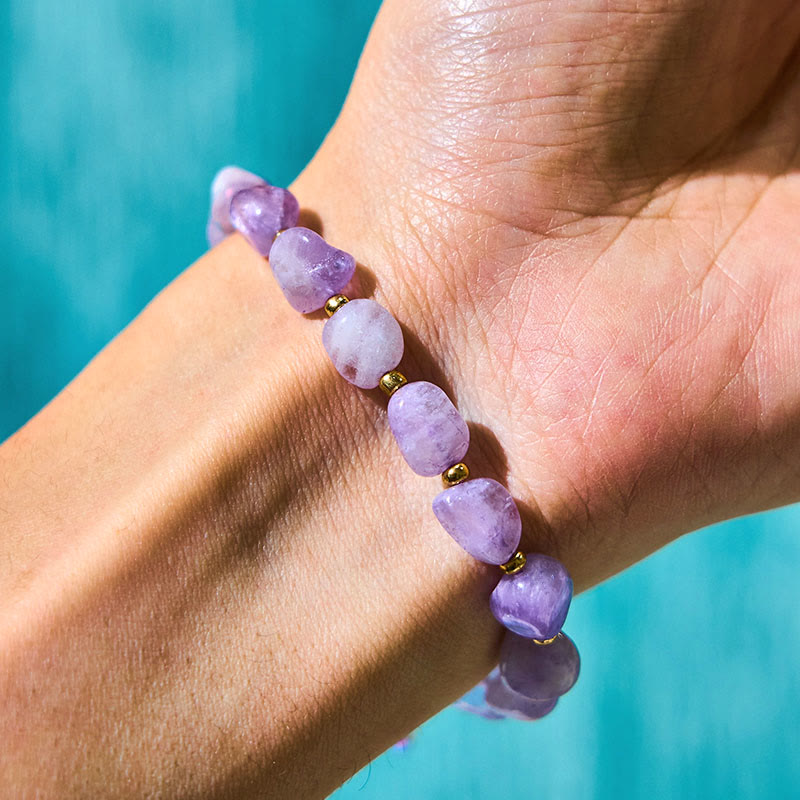 6–10 mm Amethyst-Balance-Armband mit unregelmäßig geformter Schnur