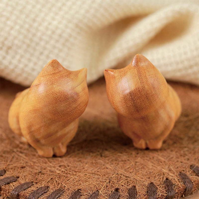 6,1 cm große Katzenskulptur aus Sandelholz für Schutz und Zen-Zuhause