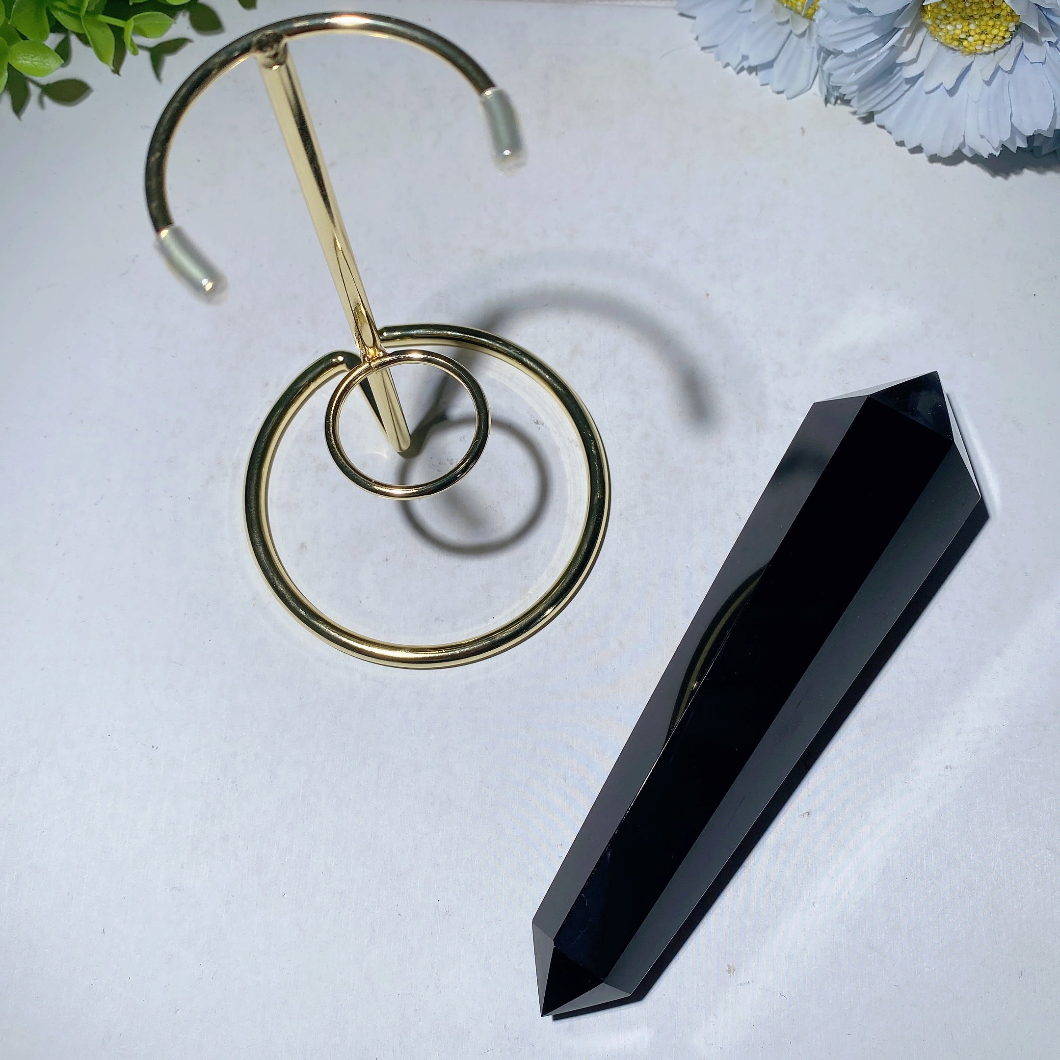 6.2 inch Black Obsidian Crystal Point with Stand