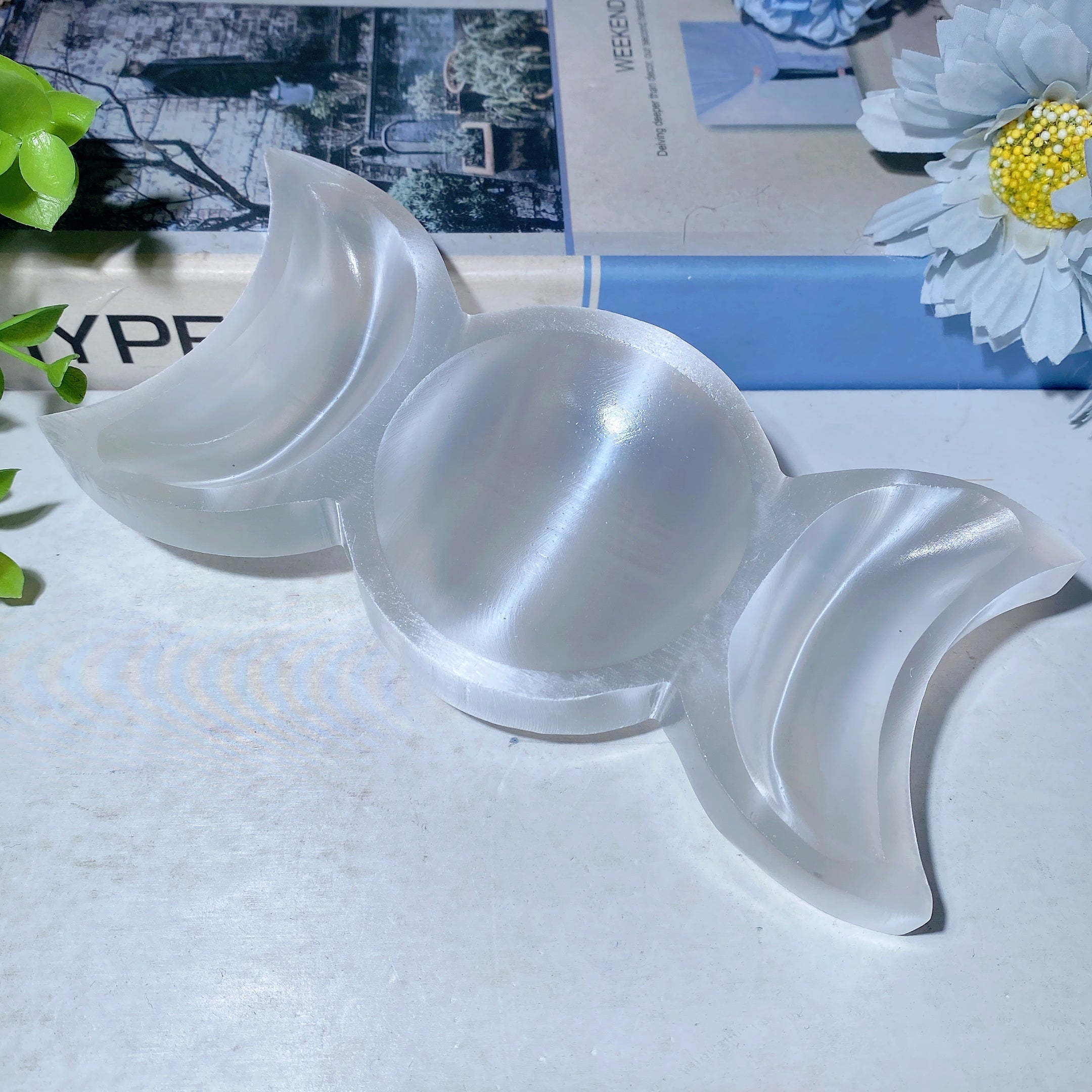 6.2 inch Selenite Heart Bowl for Healing & Meditation