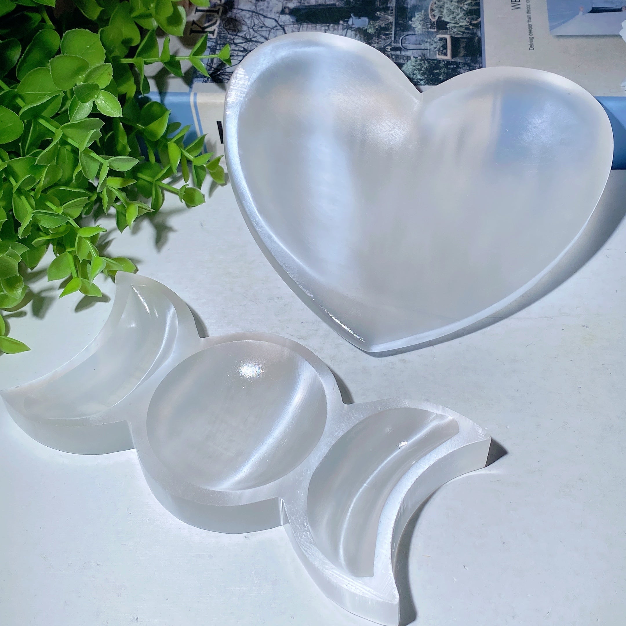 6.2 inch Selenite Heart Bowl for Healing & Meditation