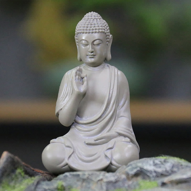 6,2 Zoll große kleine Buddha-Statue aus Harz für Meditation und Mitgefühl