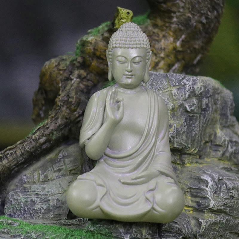 6,2 Zoll große kleine Buddha-Statue aus Harz für Meditation und Mitgefühl