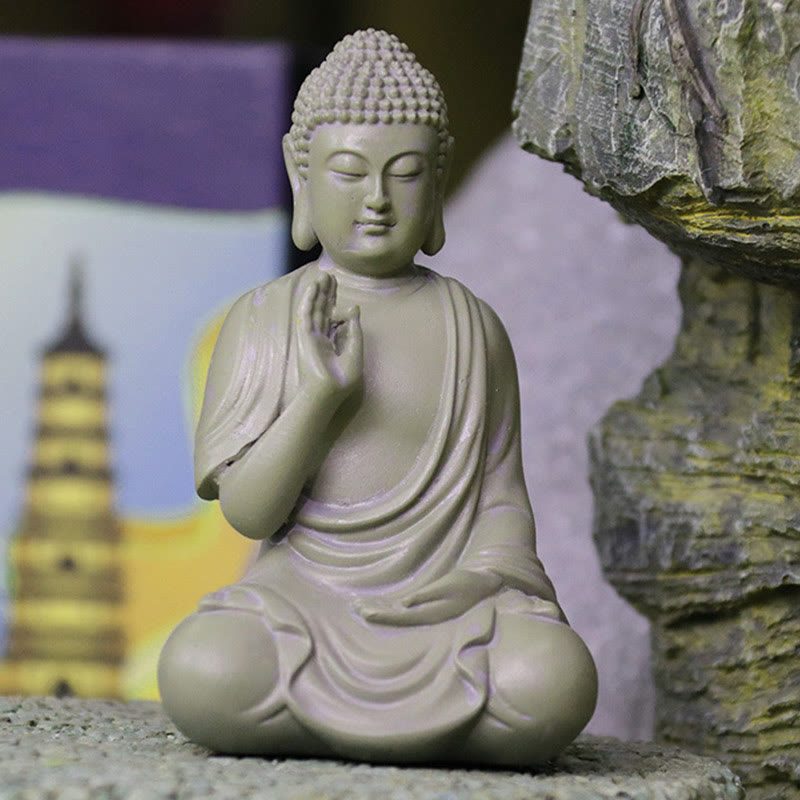 6,2 Zoll große kleine Buddha-Statue aus Harz für Meditation und Mitgefühl