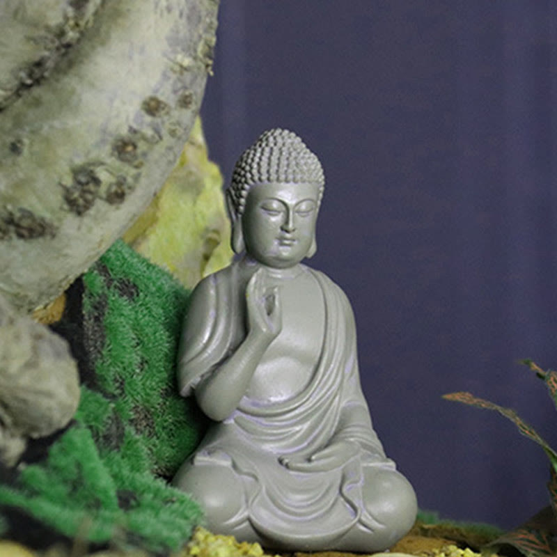 6,2 Zoll große kleine Buddha-Statue aus Harz für Meditation und Mitgefühl
