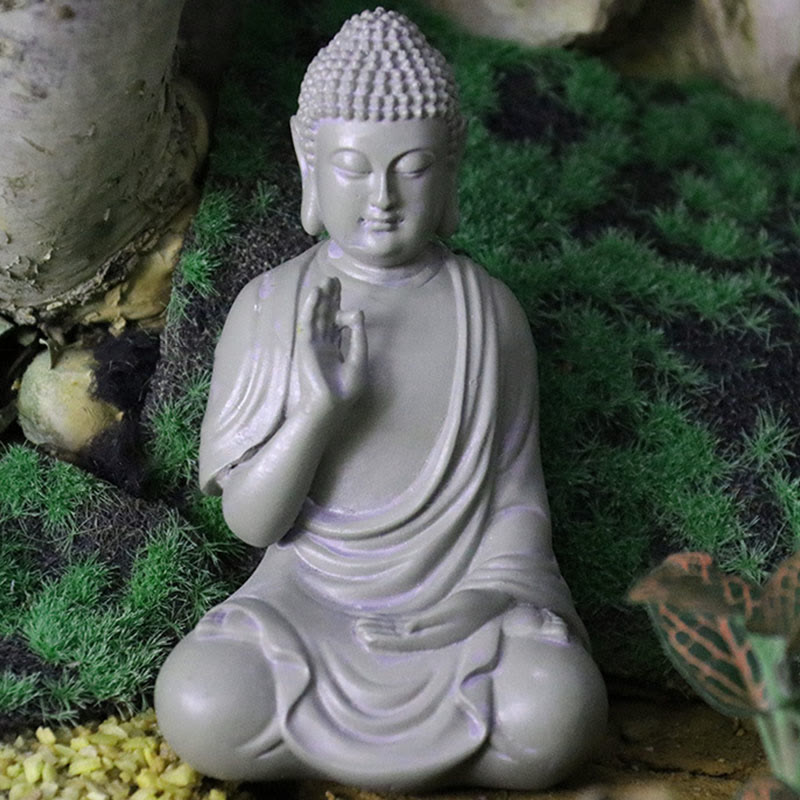 6,2 Zoll große kleine Buddha-Statue aus Harz für Meditation und Mitgefühl