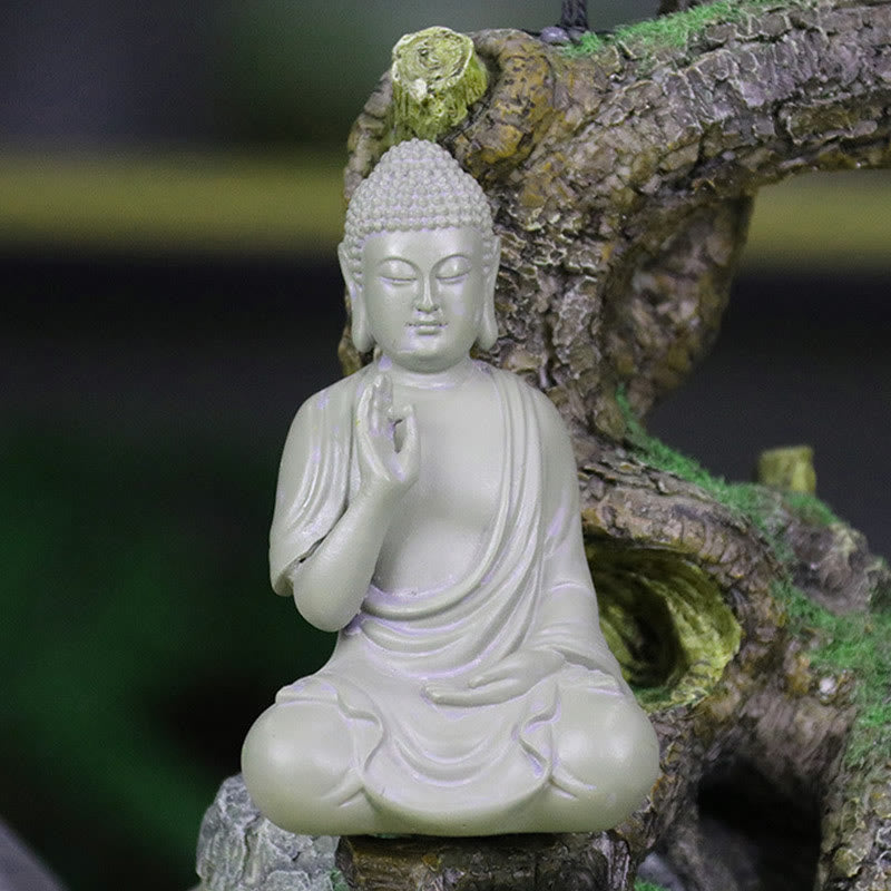 6,2 Zoll große kleine Buddha-Statue aus Harz für Meditation und Mitgefühl