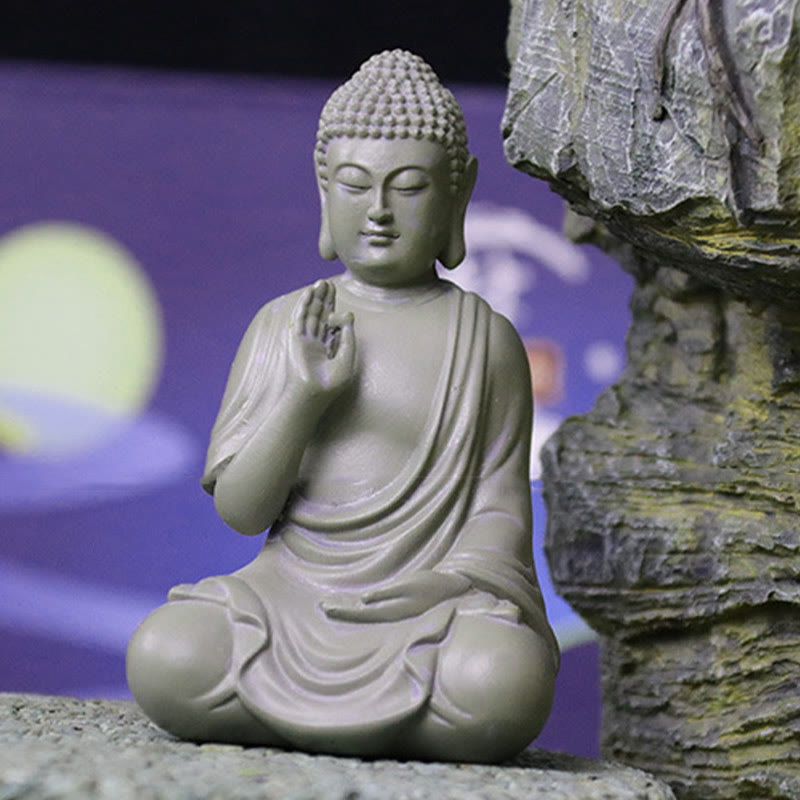 6,2 Zoll große kleine Buddha-Statue aus Harz für Meditation und Mitgefühl