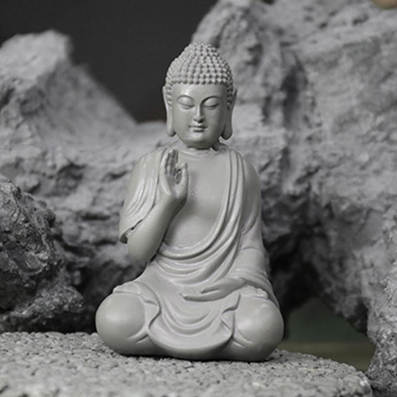 6,2 Zoll große kleine Buddha-Statue aus Harz für Meditation und Mitgefühl