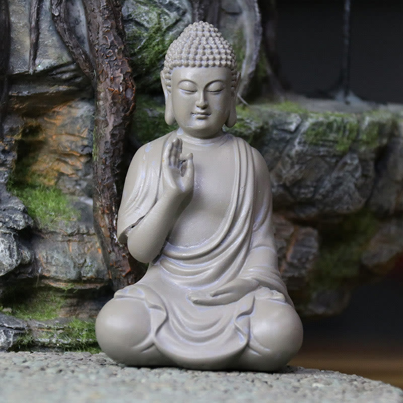 6,2 Zoll große kleine Buddha-Statue aus Harz für Meditation und Mitgefühl