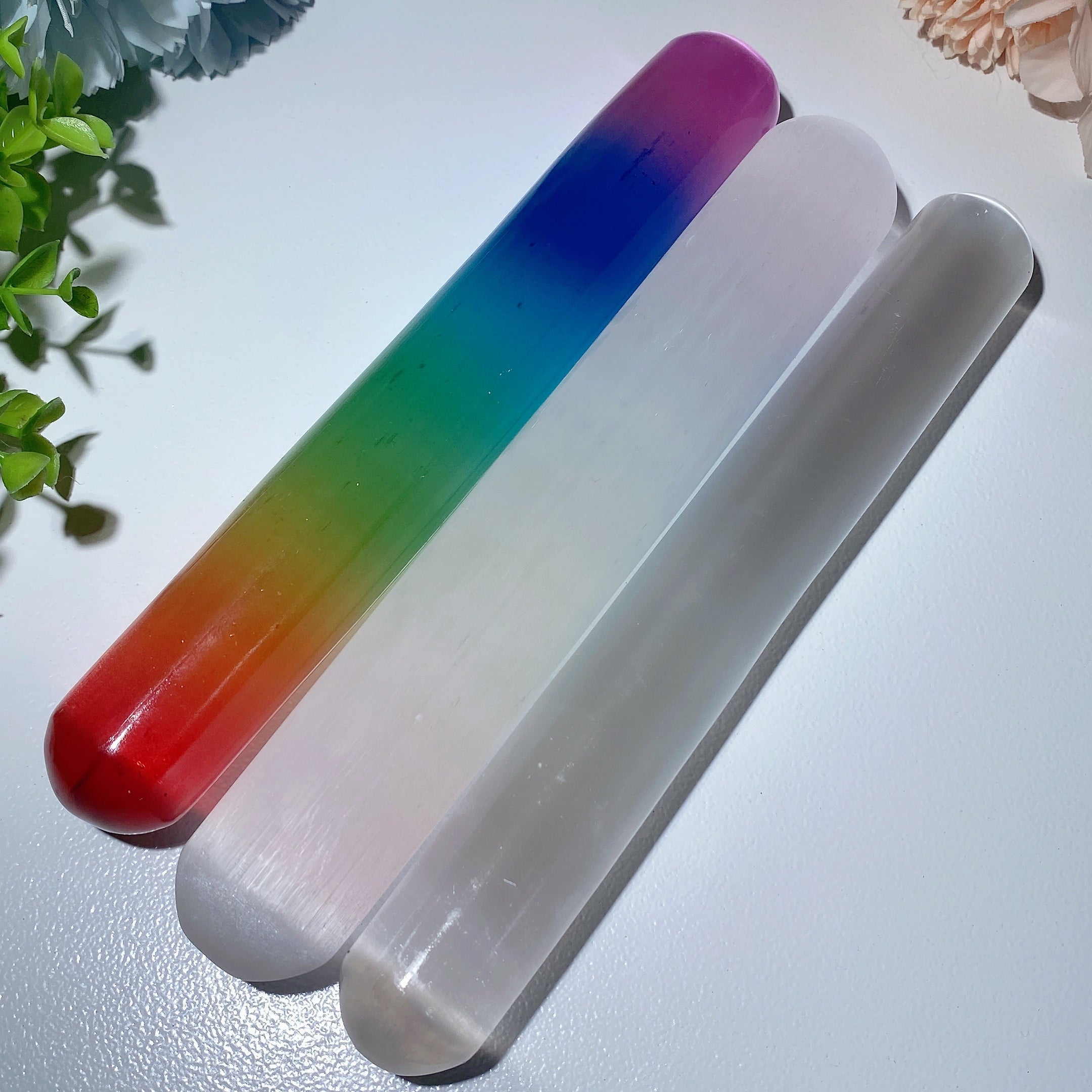 6.2in Aura Selenite Healing Crystal Wand for Energy