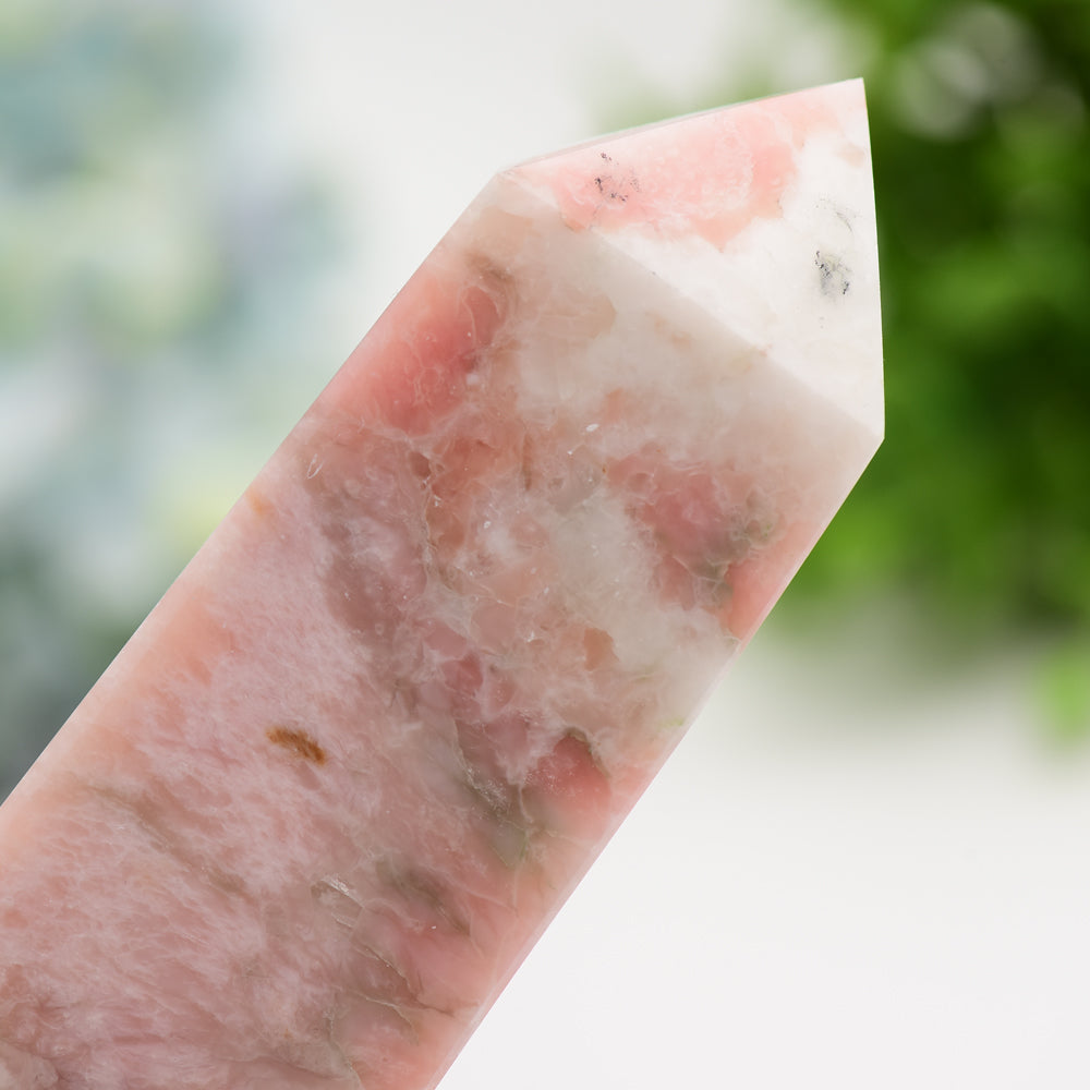 6 bis 8 Zoll großer rosa Jade-Kristallturm für Heilung und Energie