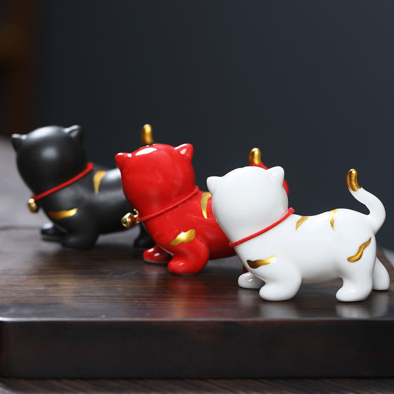 6,8 cm Mini-Tiger-Teehaustierfigur aus Keramik für spirituelles Dekor