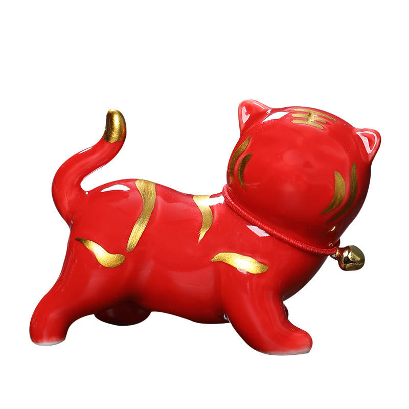 6,8 cm Mini-Tiger-Teehaustierfigur aus Keramik für spirituelles Dekor