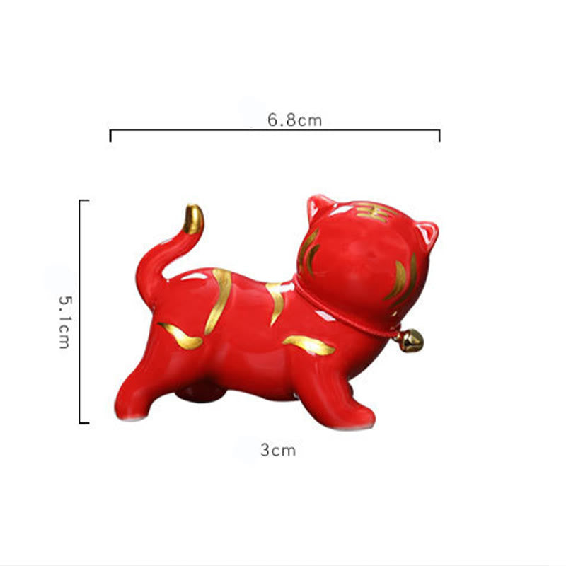 6,8 cm Mini-Tiger-Teehaustierfigur aus Keramik für spirituelles Dekor