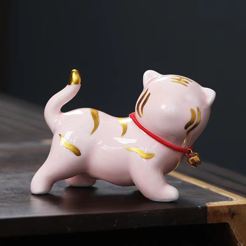 6,8 cm Mini-Tiger-Teehaustierfigur aus Keramik für spirituelles Dekor