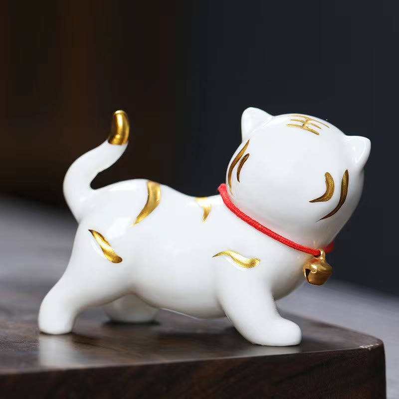 6,8 cm Mini-Tiger-Teehaustierfigur aus Keramik für spirituelles Dekor