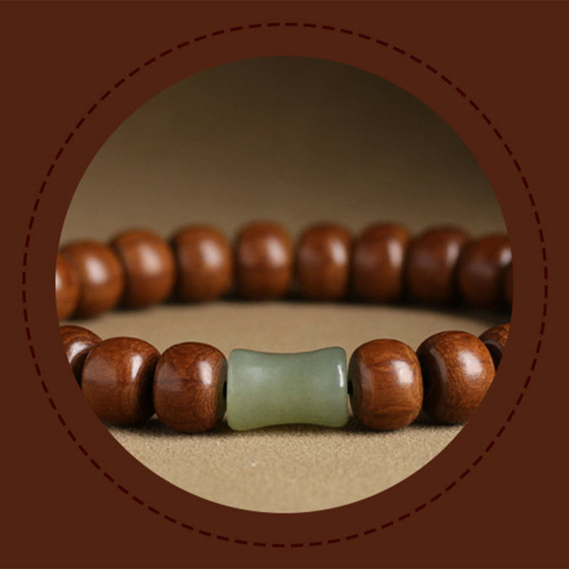 6*8mm Abelia Biflora Holz &amp; Hetian Jade Schutzarmband