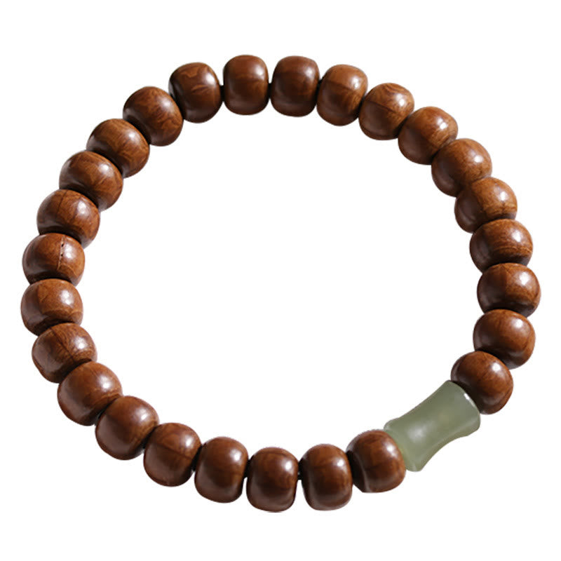 6*8mm Abelia Biflora Holz &amp; Hetian Jade Schutzarmband
