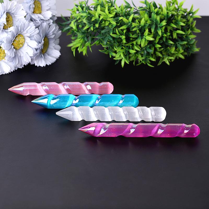 6" Aura Spiral Selenit Kristall Zauberstab