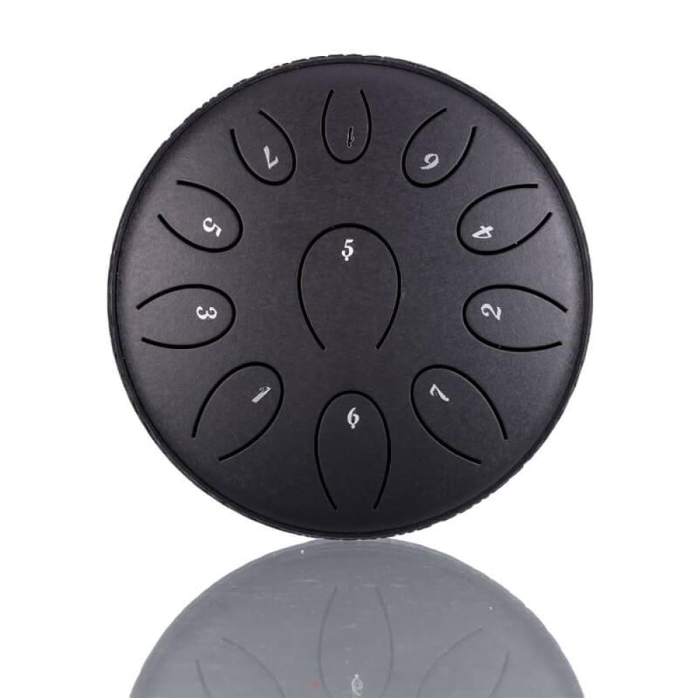 6’ Carbon Steel Tongue Drum 11 Notes in C/D Major - 6 Inches/11 Notes (C Major) / Jet Black / Jet