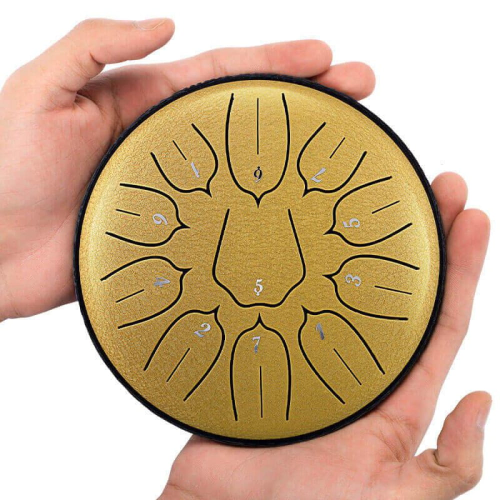 6’’ Carbon Steel Tongue Drum 11-Tone C/D Key - Lotus Design - 6 Inches/11 Notes (D Major)