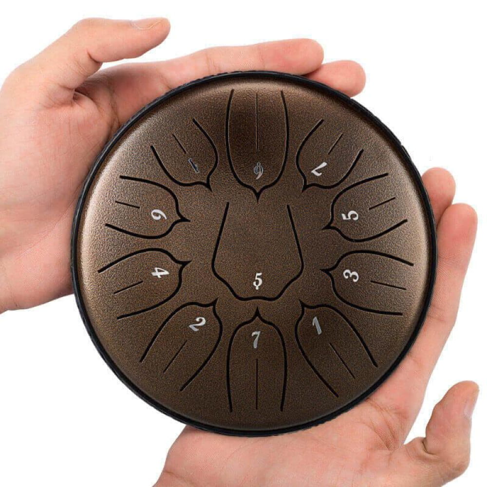 6’’ Carbon Steel Tongue Drum 11-Tone C/D Key - Lotus Design - 6 Inches/11 Notes (D Major)