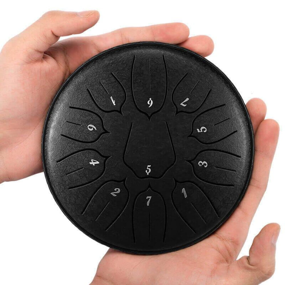 6’’ Carbon Steel Tongue Drum 11-Tone C/D Key - Lotus Design - 6 Inches/11 Notes (D Major)