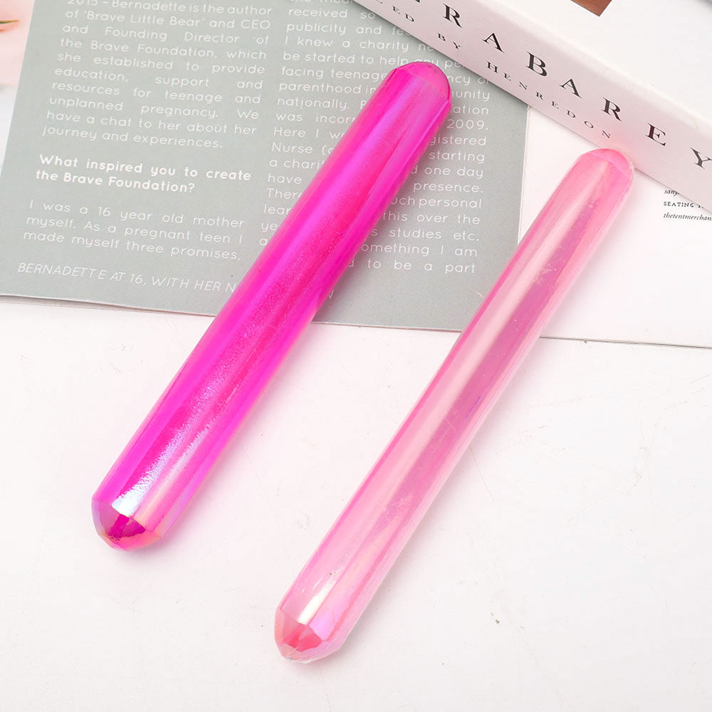 6-Inch Aura Pink Polished Crystal Selenite Wand