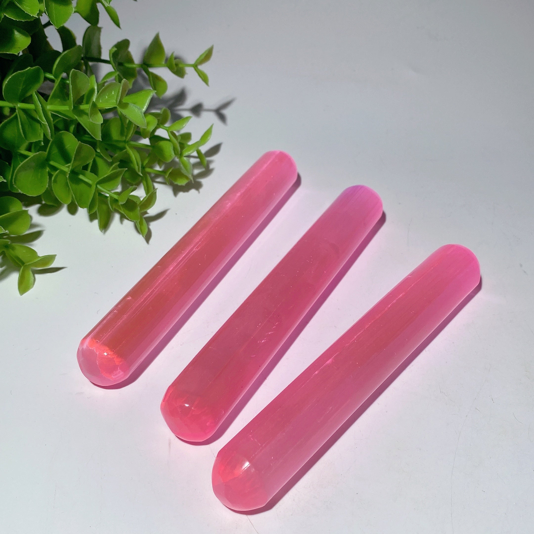 6-Inch Aura Pink Polished Crystal Selenite Wand