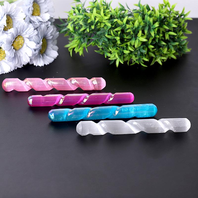 6 Zoll Aura Selenit Kristallstab für Klarheit und Frieden