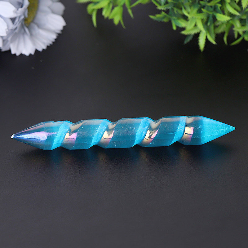 6 inch Spiral Selenite Double Terminated Crystal Wand