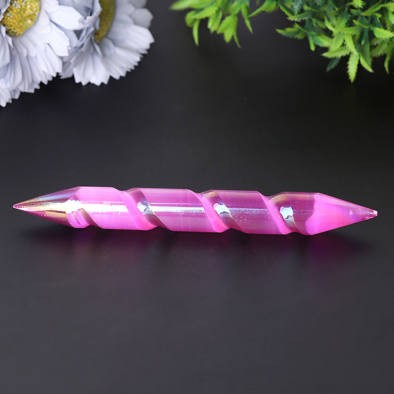 6 inch Spiral Selenite Double Terminated Crystal Wand