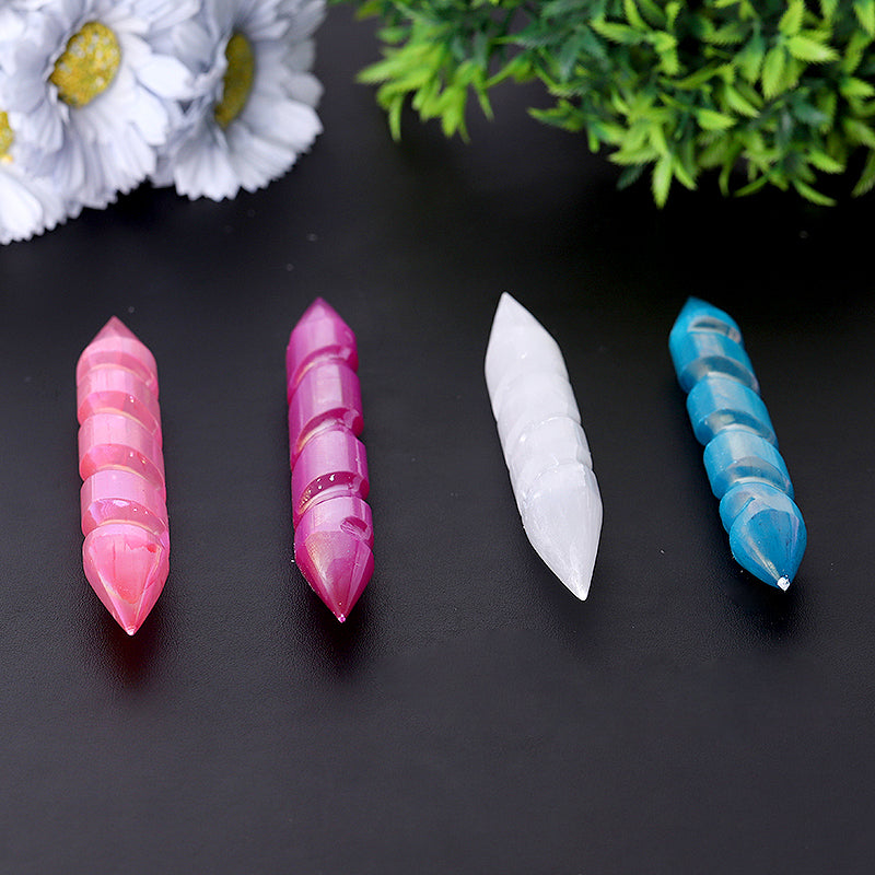 6 inch Spiral Selenite Double Terminated Crystal Wand