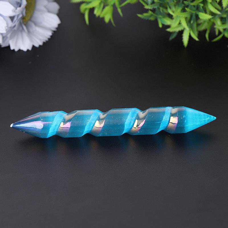 6" Spiralstab aus Selenitkristall mit Doppelenden