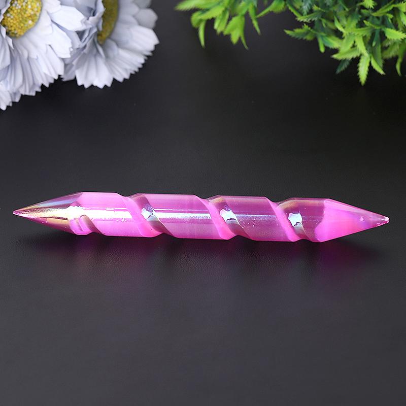 6" Spiralstab aus Selenitkristall mit Doppelenden